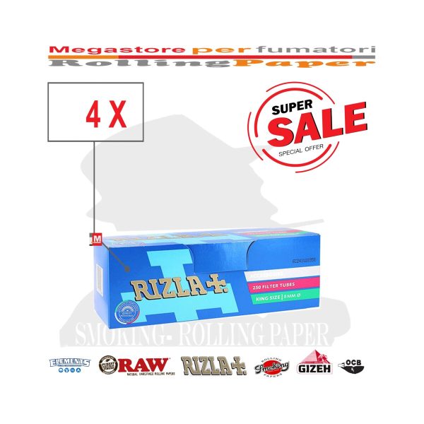 Άδεια τσιγάρα για γέμισμα Rizla King Size 8 mm με φίλτρο – 4 κουτιά των 250 τεμαχίων