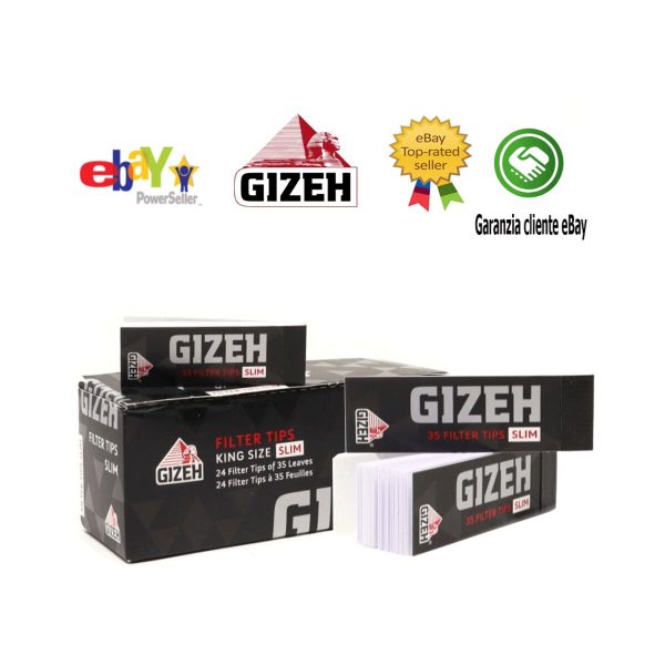 Filtres en carton Gizeh Black Slim perforés – 24 carnets