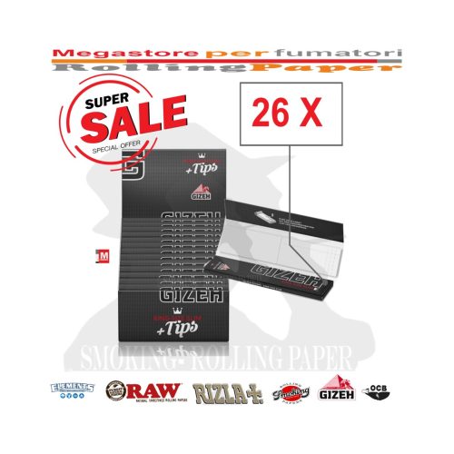 Χαρτάκια στριφτού Gizeh Black King Size Slim με φίλτρα – συσκευασία με 26 πακετάκια