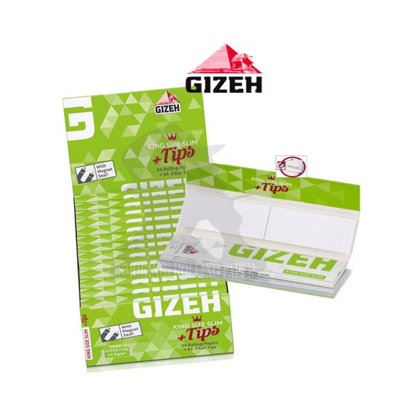 Gizeh Super Fine King Size Slim Zigarettenpapier mit Filtertips – Packung mit 26 Heftchen