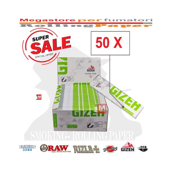 Papier à rouler Gizeh Super Fine King Size Slim – lot de 50 carnets