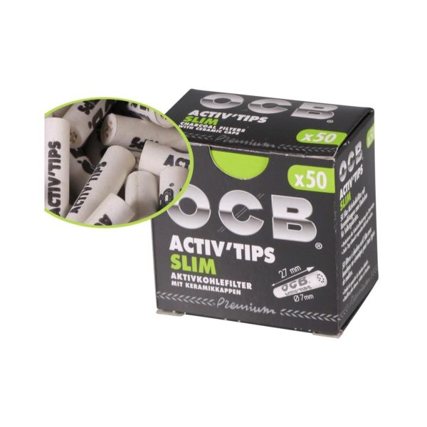 Filtres à charbon actif OCB Activ Tips Slim 7 mm – 50 filtres