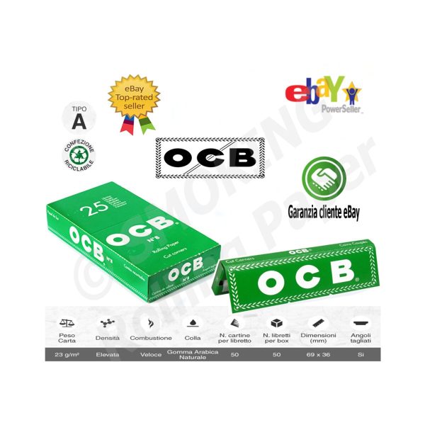 Papier à rouler OCB No. 8 Green Regular – lot de 25 carnets