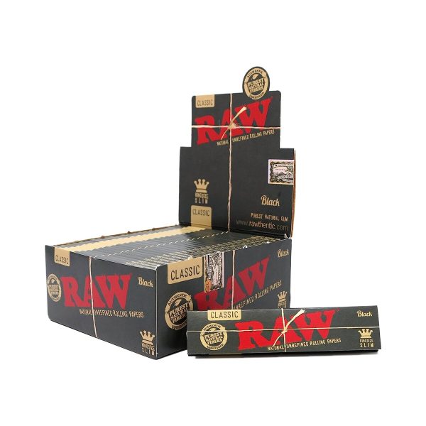 RAW Classic Black King Size Slim Zigarettenpapier – Packung mit 50 Heftchen
