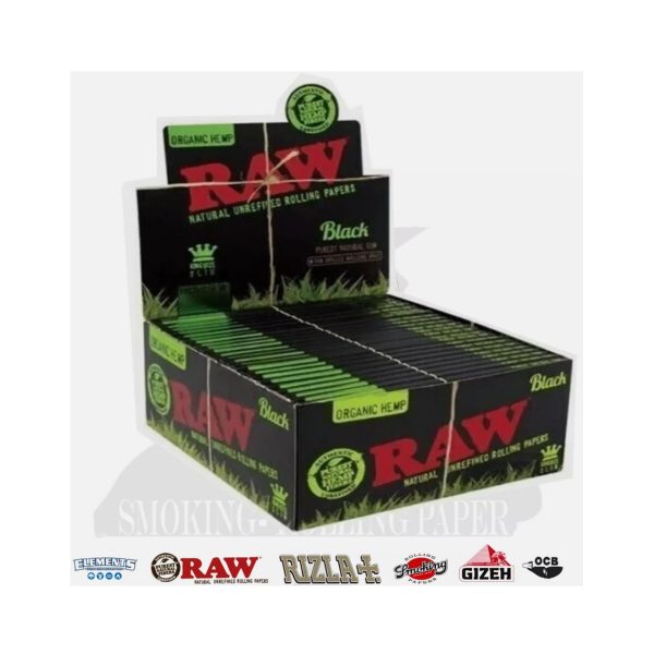 RAW Organic Natural Black King Size Slim Zigarettenpapier – Packung mit 50 Heftchen