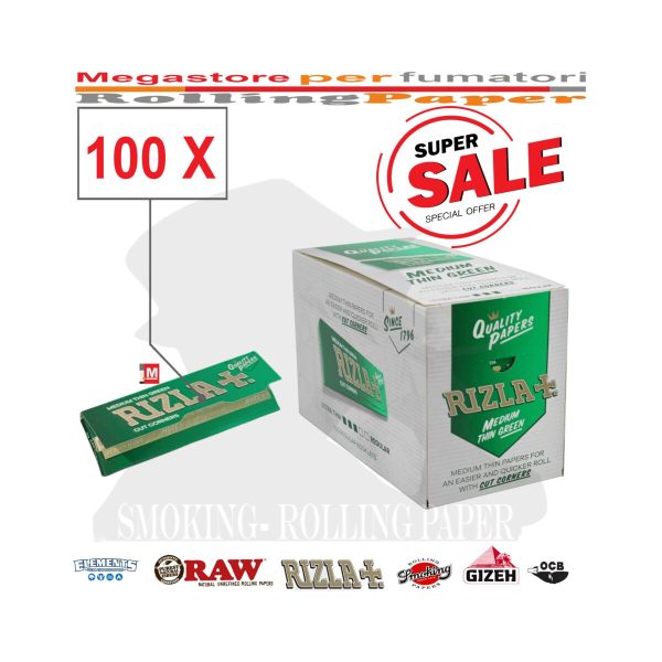 Χαρτάκια στριφτού Rizla Green Regular – συσκευασία με 100 πακετάκια