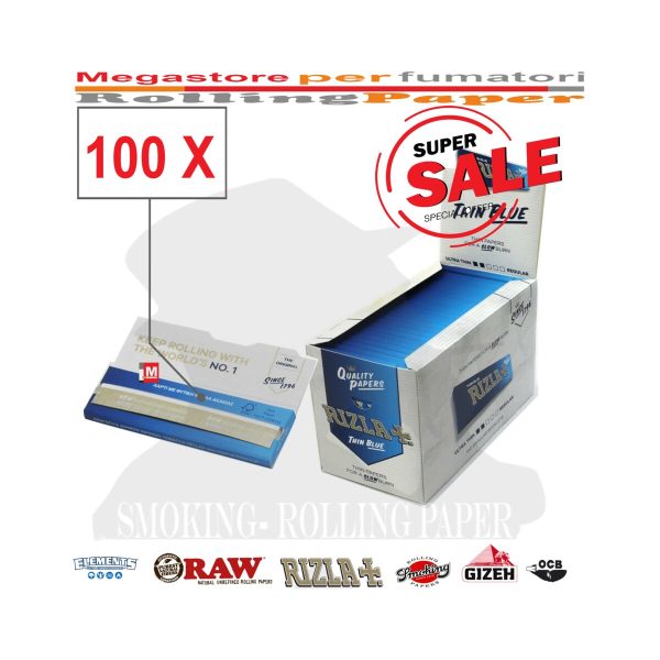 Rizla Blue Regular Zigarettenpapier – Packung mit 100 Heftchen