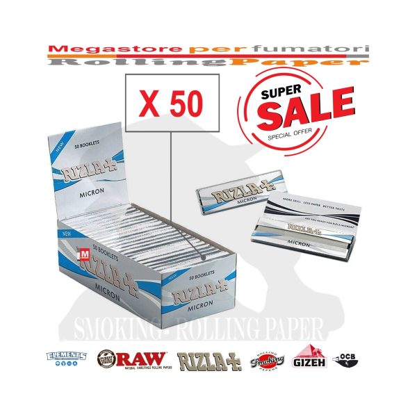Rizla Micron Regular Size Rolling Papers – Pack of 50 Booklets