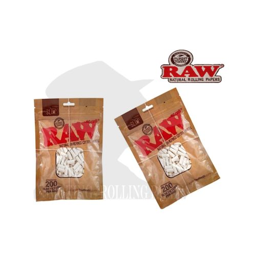 Φιλτράκια RAW Slim 6 mm από καθαρό βαμβάκι – 10 σακουλάκια των 200 φίλτρων